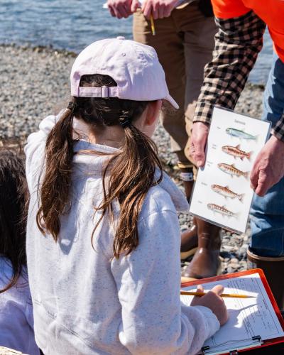 Students with Beach Seine with Schools. 