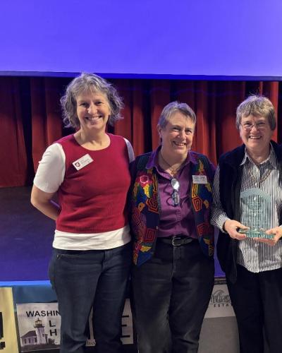 L-R: Jan Holmes Coastal Volunteer of the Year Award winner Mary Jo Adams pictured with Sarah Bergquist, Sarah Schmidt, and Don Meehan.