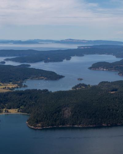 Aerial survey of the San Juan Islands. (Frances C. Robertson).  Survey made possible by pilot Lane Gormley with LightHawk Conservation Flying).