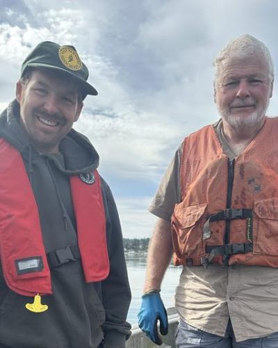 The buoys don’t clean themselves! Thank you, Jefferson MRC members Bryan DeCaterina and Gordon King for maintaining NAZ buoys in Mystery Bay and Port Hadlock. (Troy McKelvey).