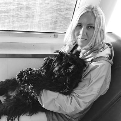 Judy Surber with a dog