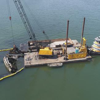 Windjammer removal. Photo: Jason Thompson Swinomish Indian Tribal Community